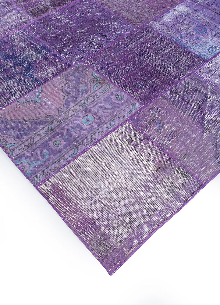provenance pink and purple wool hand knotted Rug - FloorShot