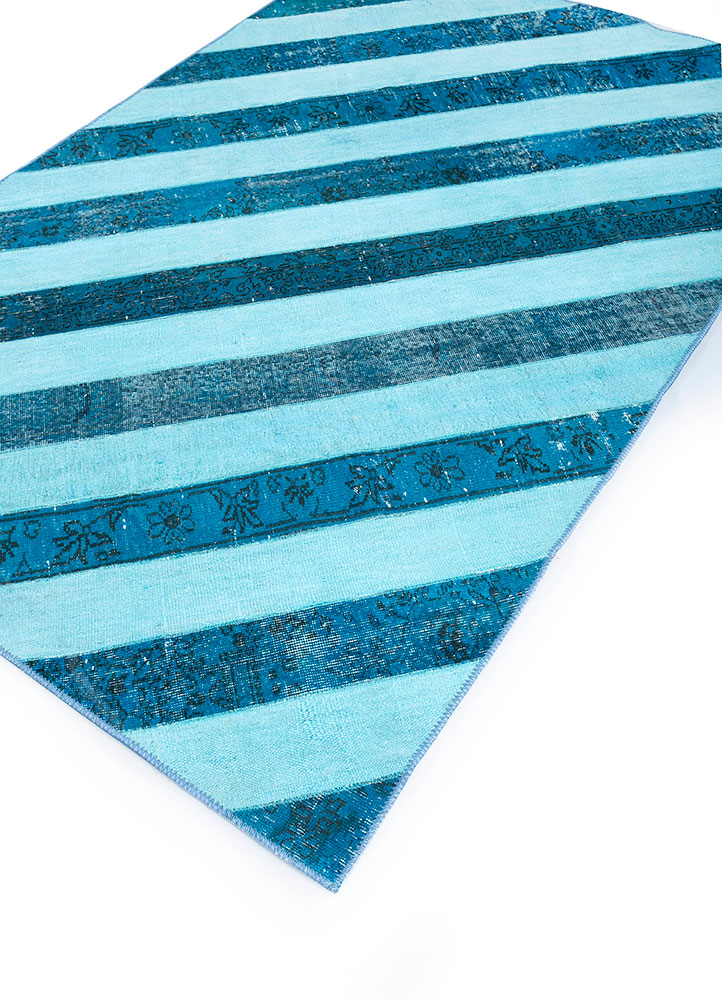 provenance blue wool hand knotted Rug - FloorShot