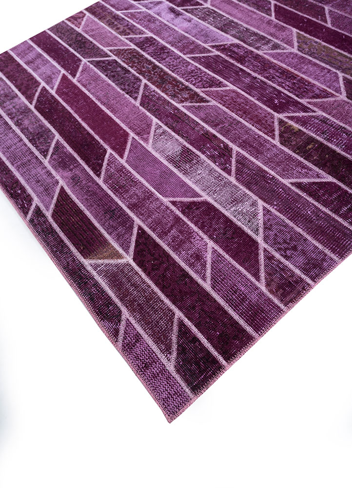 provenance pink and purple wool hand knotted Rug - FloorShot