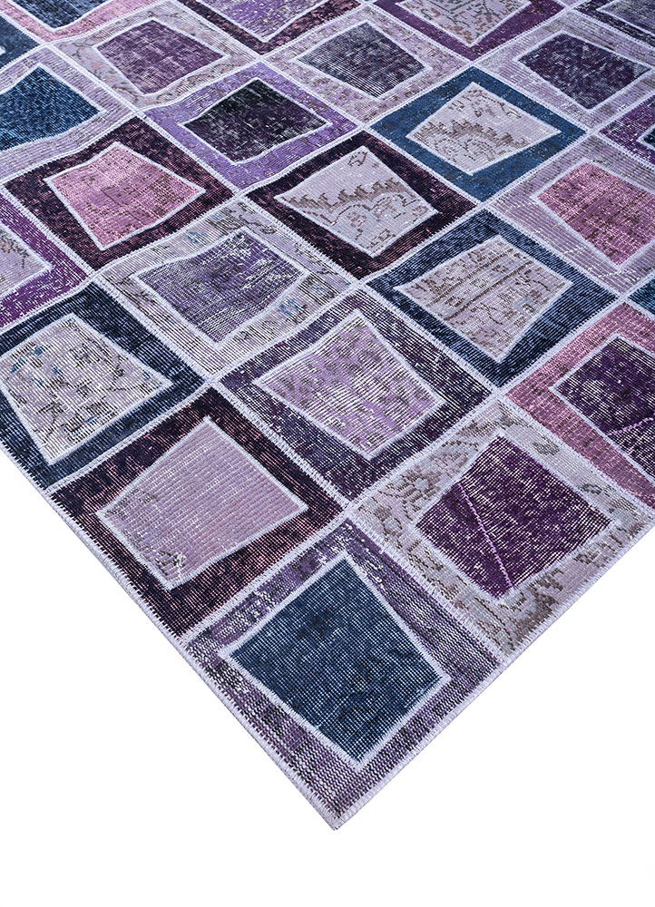 provenance pink and purple wool hand knotted Rug - FloorShot