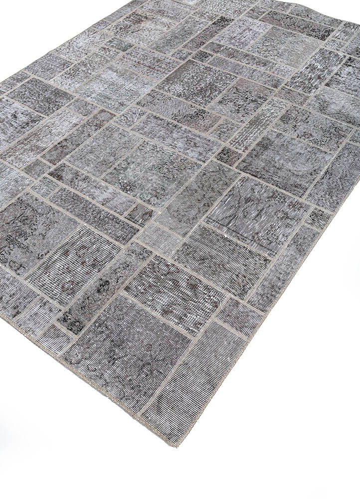 provenance grey and black wool hand knotted Rug - FloorShot