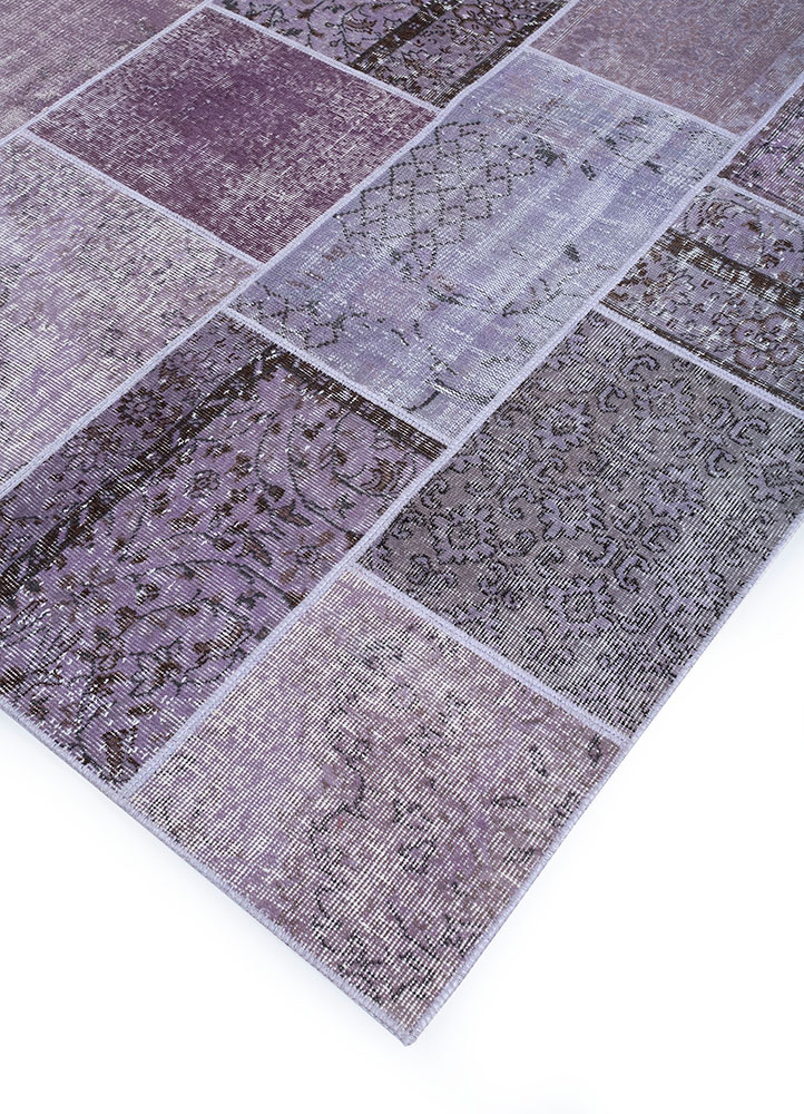 provenance pink and purple wool hand knotted Rug - FloorShot