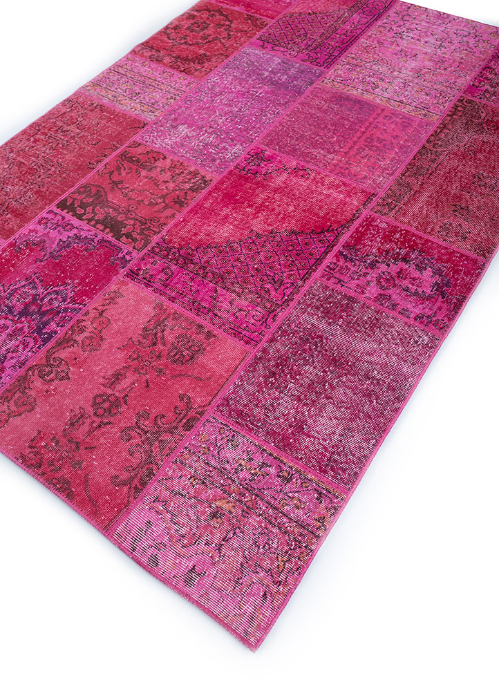 provenance pink and purple wool hand knotted Rug - FloorShot