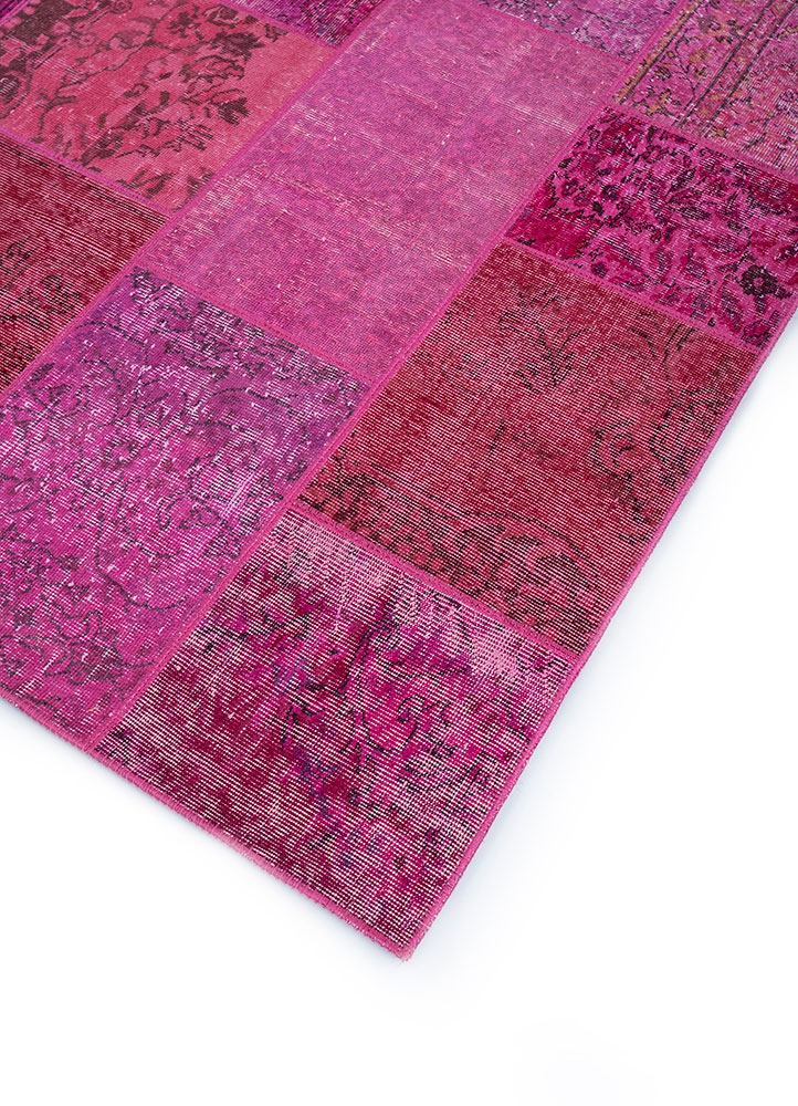 provenance pink and purple wool hand knotted Rug - FloorShot