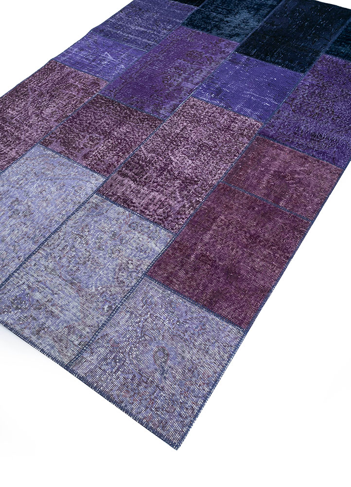 provenance pink and purple wool hand knotted Rug - FloorShot
