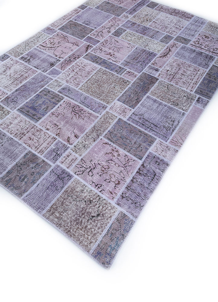 provenance pink and purple wool hand knotted Rug - FloorShot
