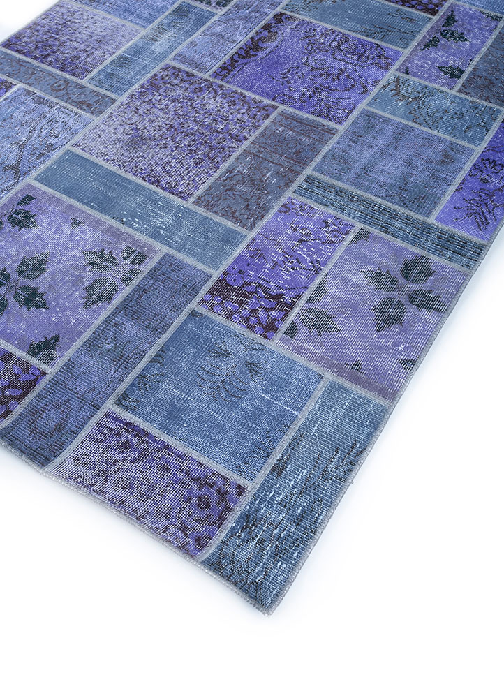 provenance pink and purple wool hand knotted Rug - FloorShot