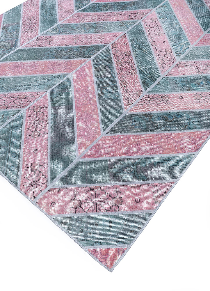 provenance pink and purple wool hand knotted Rug - FloorShot