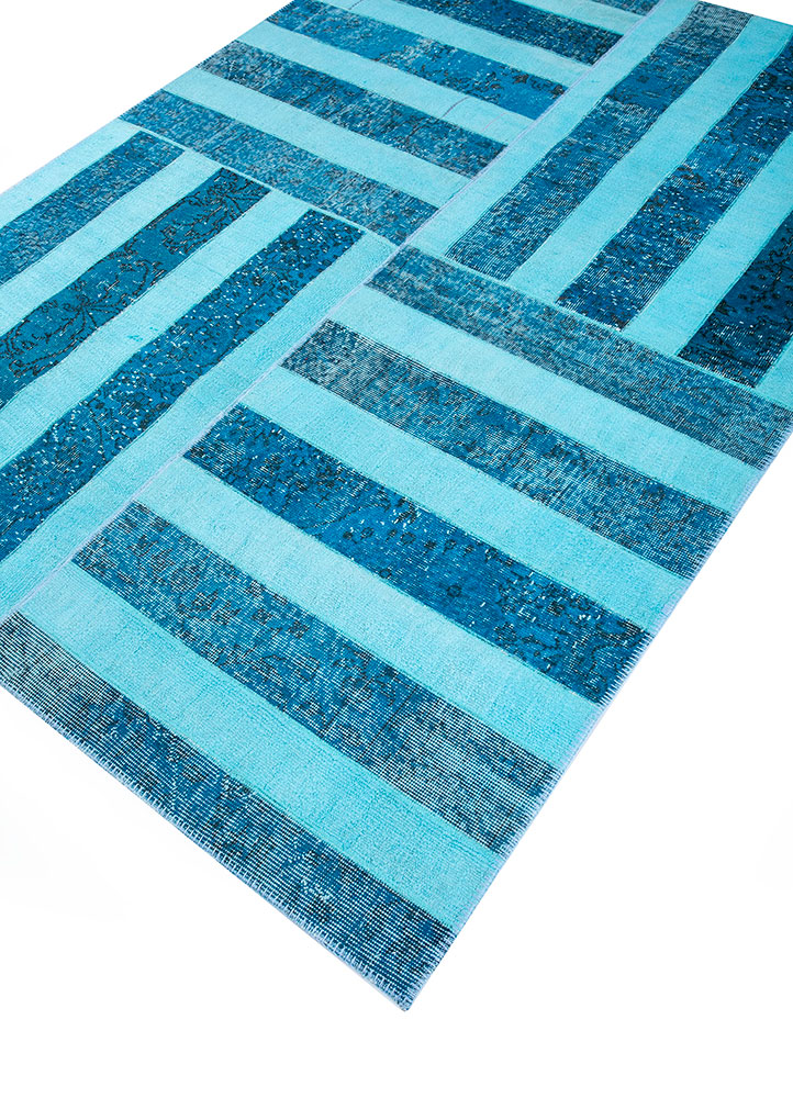 provenance blue wool hand knotted Rug - FloorShot