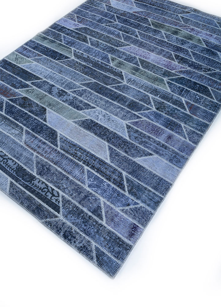 provenance blue wool hand knotted Rug - FloorShot
