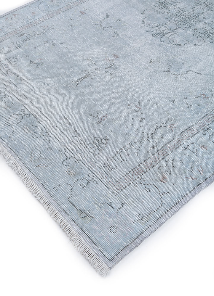 vintage grey and black wool hand knotted Rug - FloorShot