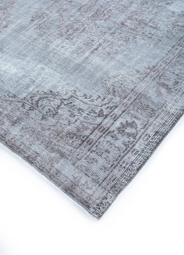 vintage blue wool hand knotted Rug - FloorShot