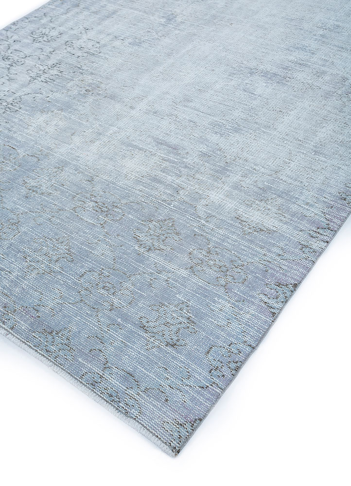 vintage grey and black wool hand knotted Rug - FloorShot