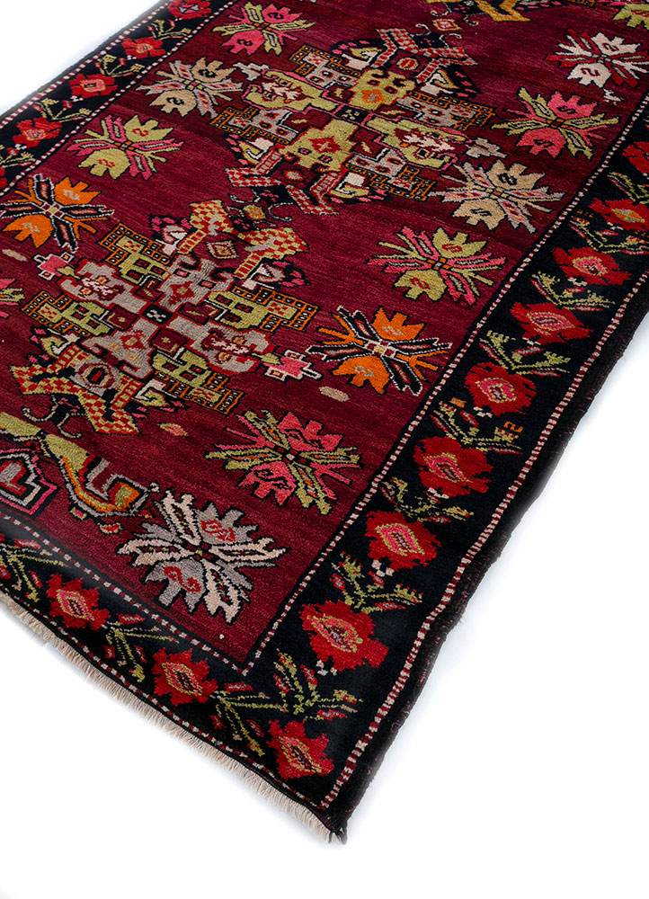 nuray red and orange wool hand knotted Rug - FloorShot