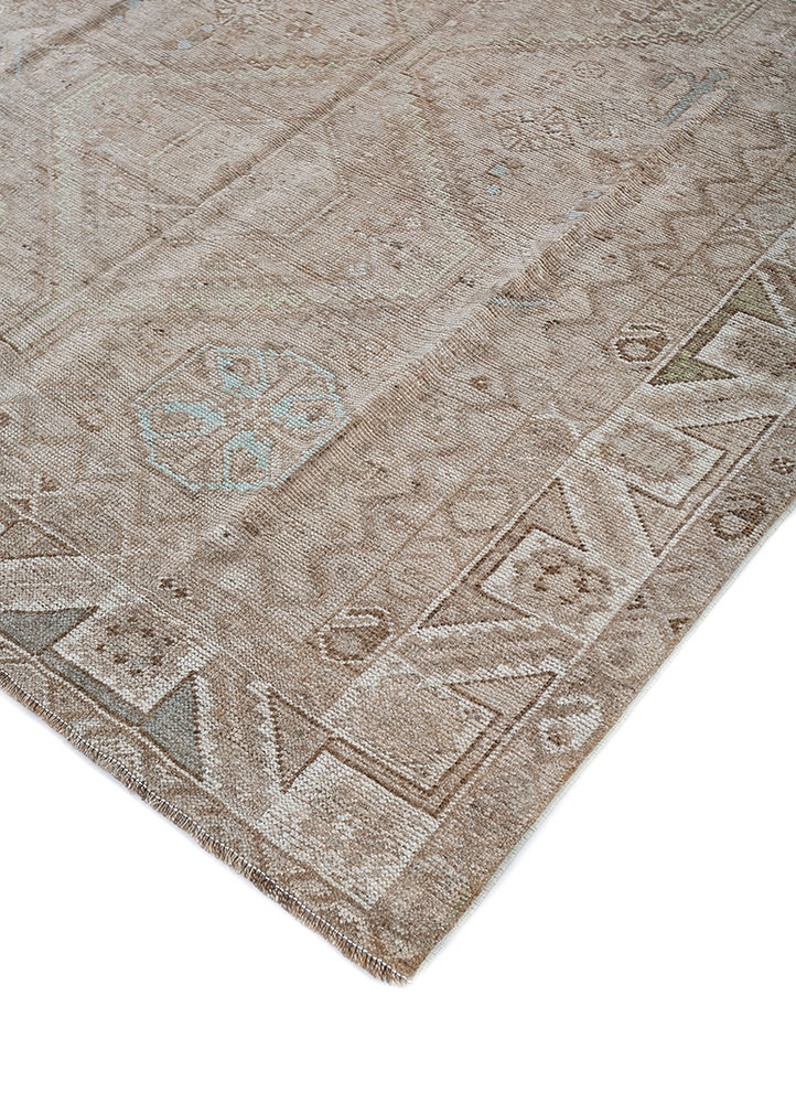 nuray beige and brown wool hand knotted Rug - FloorShot