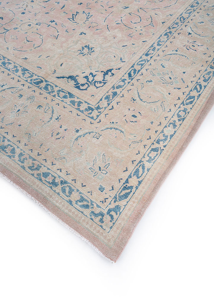 aalam pink and purple wool hand knotted Rug - FloorShot
