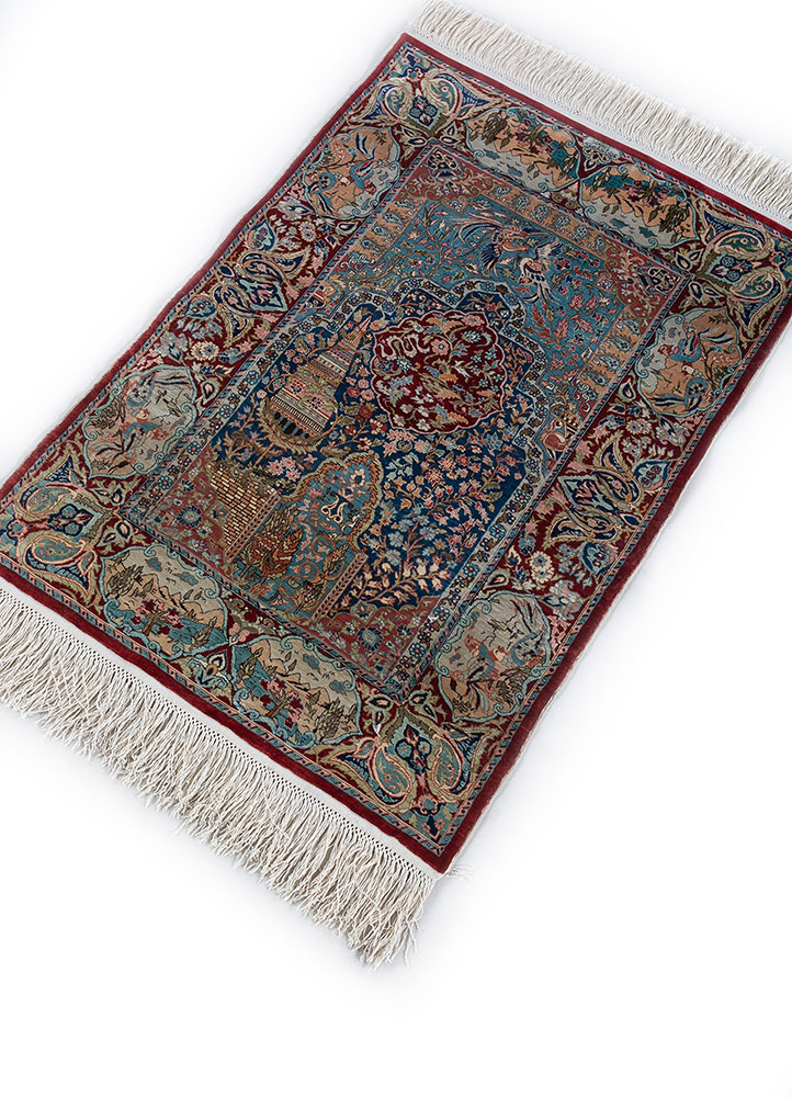 gulmarg blue silk hand knotted Rug - FloorShot