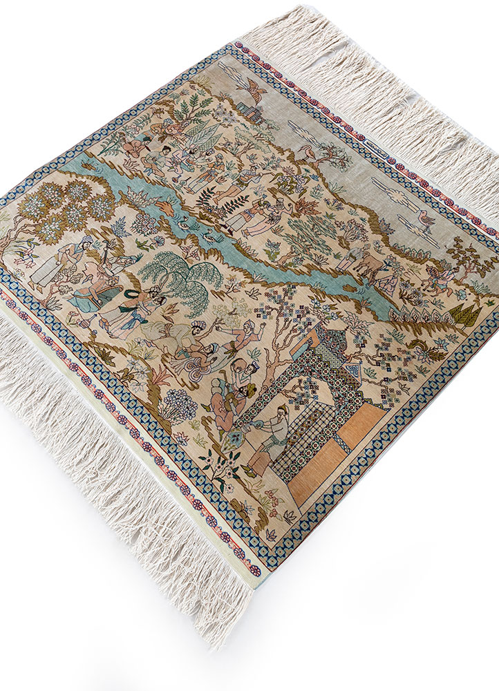 gulmarg gold wool and viscose hand knotted Rug - FloorShot