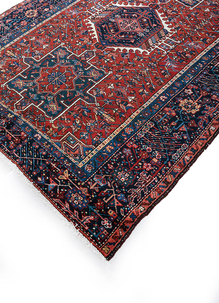 aalam red and orange wool hand knotted Rug - FloorShot