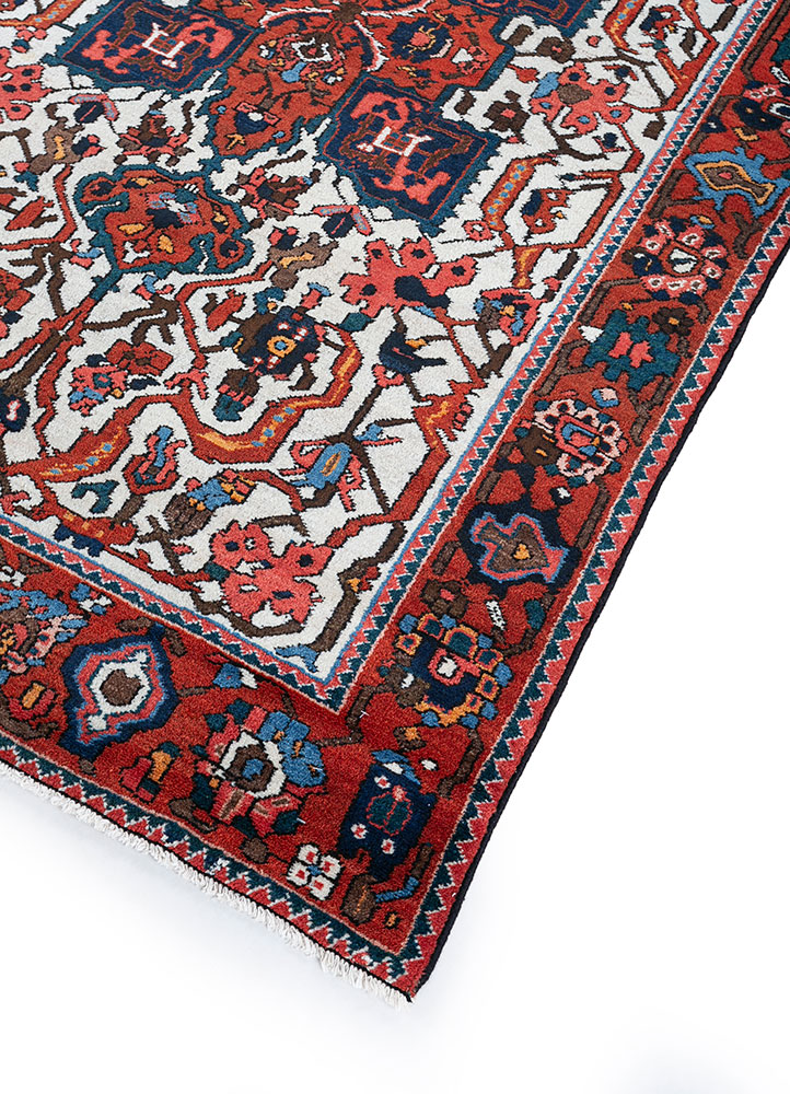 aalam red and orange wool hand knotted Rug - FloorShot