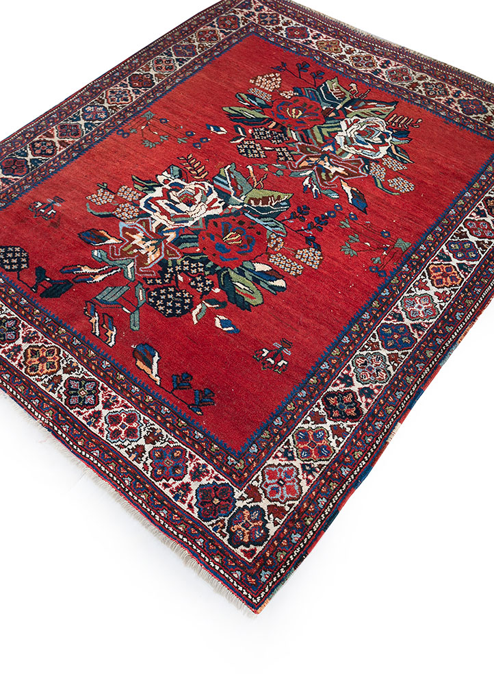 kiaan red and orange wool hand knotted Rug - FloorShot
