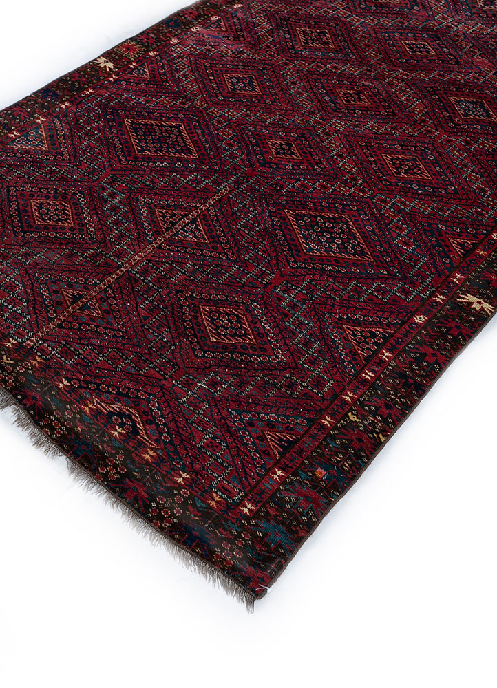 nuray red and orange wool hand knotted Rug - FloorShot