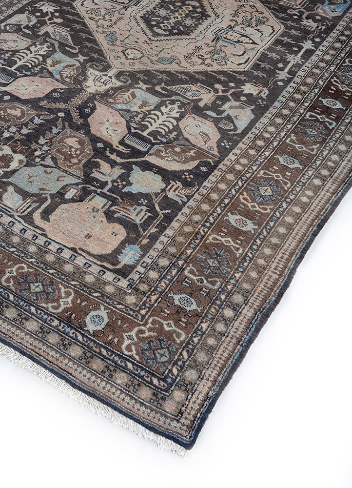 nuray grey and black wool hand knotted Rug - FloorShot