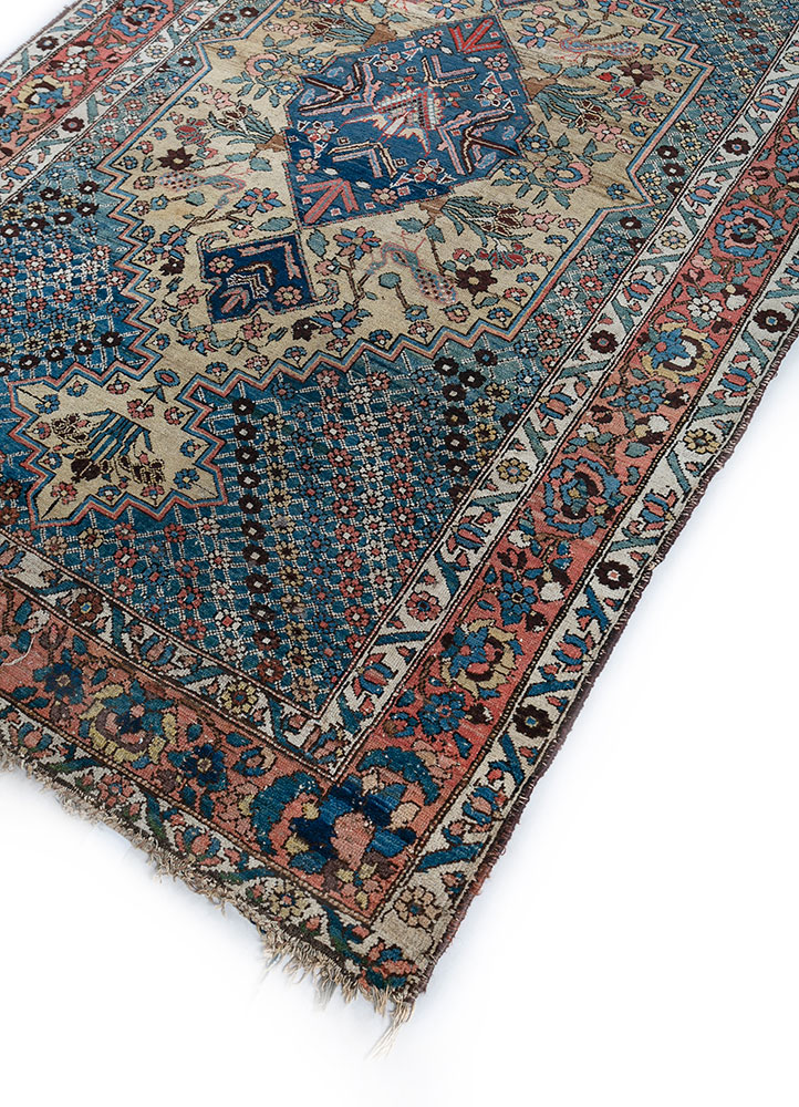 aalam blue wool hand knotted Rug - FloorShot
