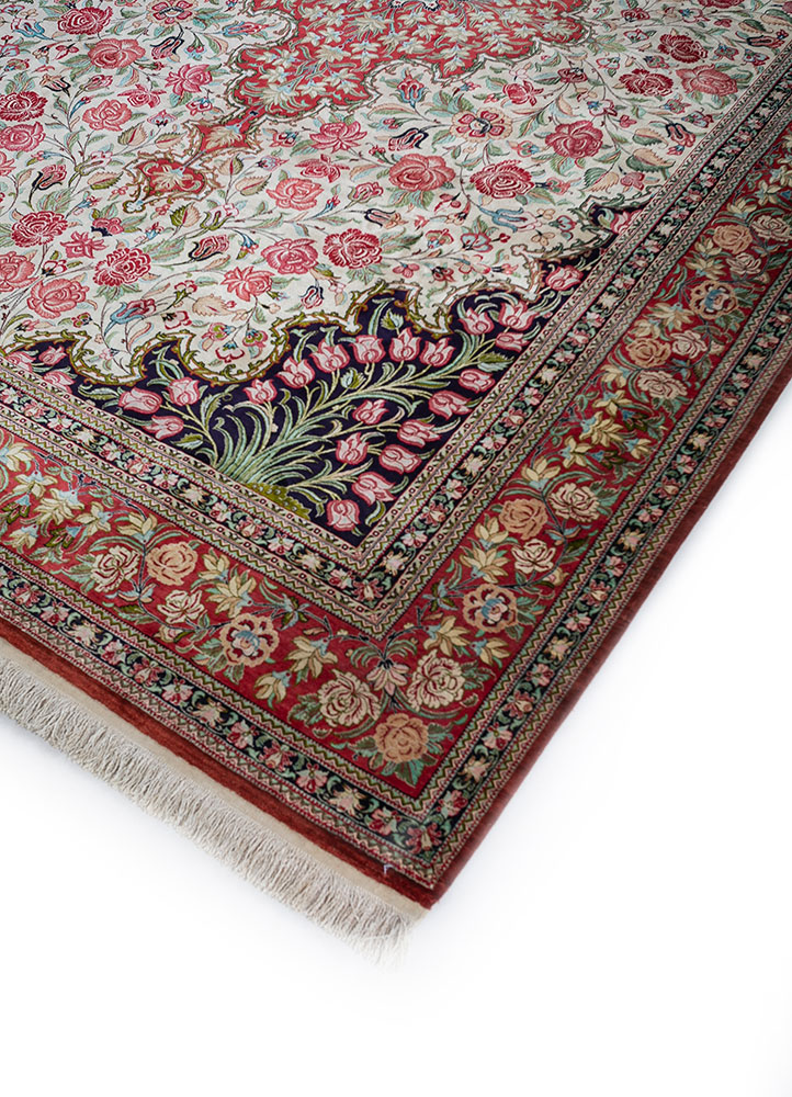 aalam multi wool and silk hand knotted Rug - FloorShot