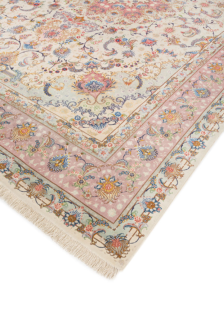 aalam ivory wool hand knotted Rug - FloorShot