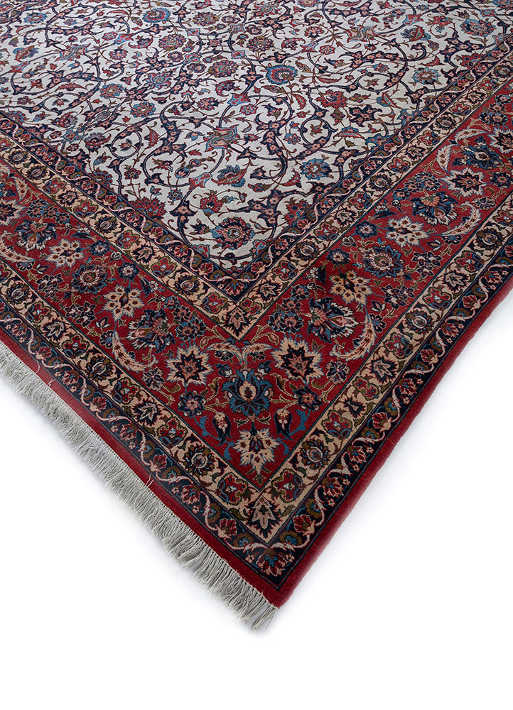 aalam red and orange wool hand knotted Rug - FloorShot