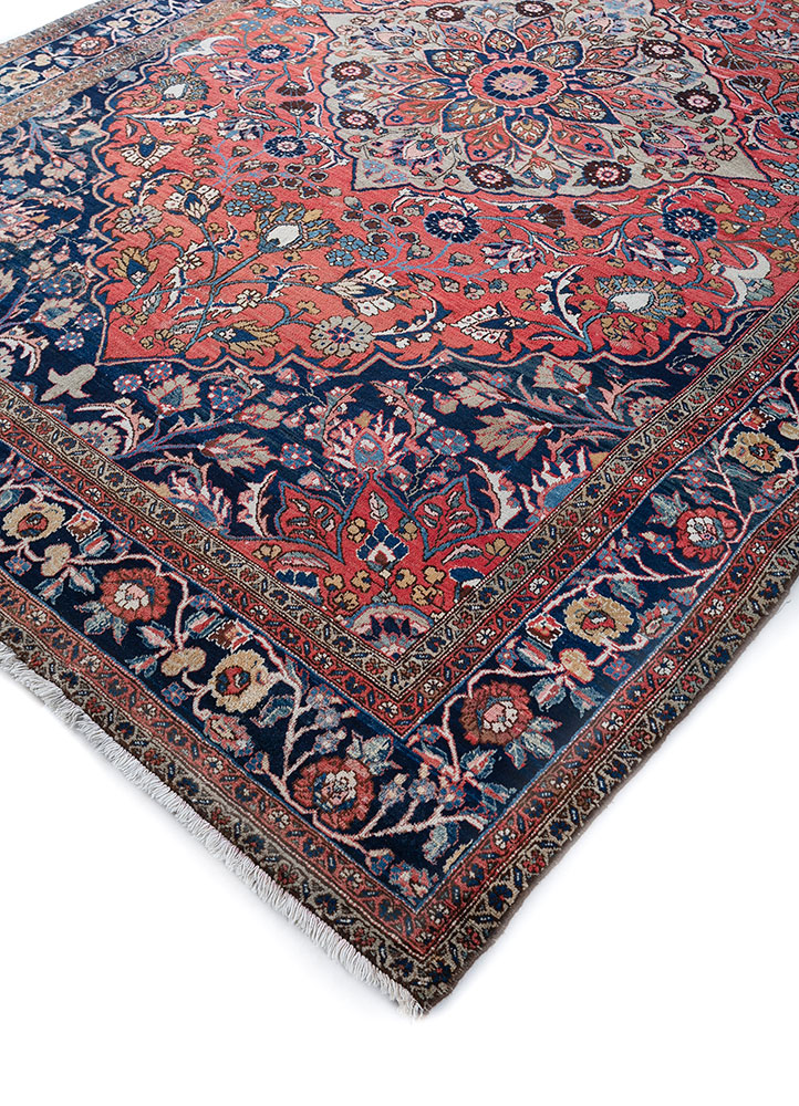 aalam blue wool hand knotted Rug - FloorShot