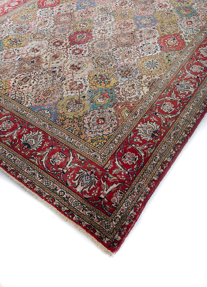aalam beige and brown wool hand knotted Rug - FloorShot