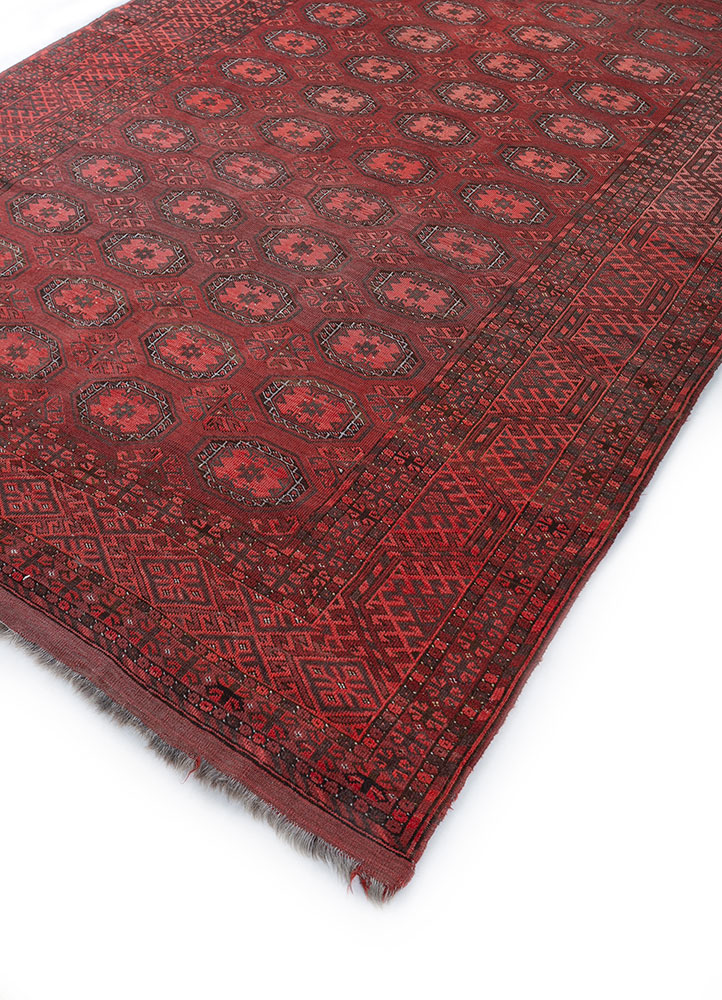 nuray red and orange wool hand knotted Rug - FloorShot