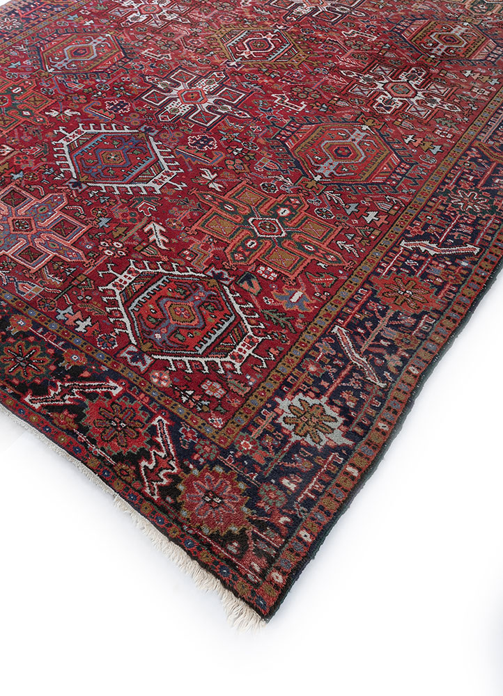 aalam red and orange wool hand knotted Rug - FloorShot