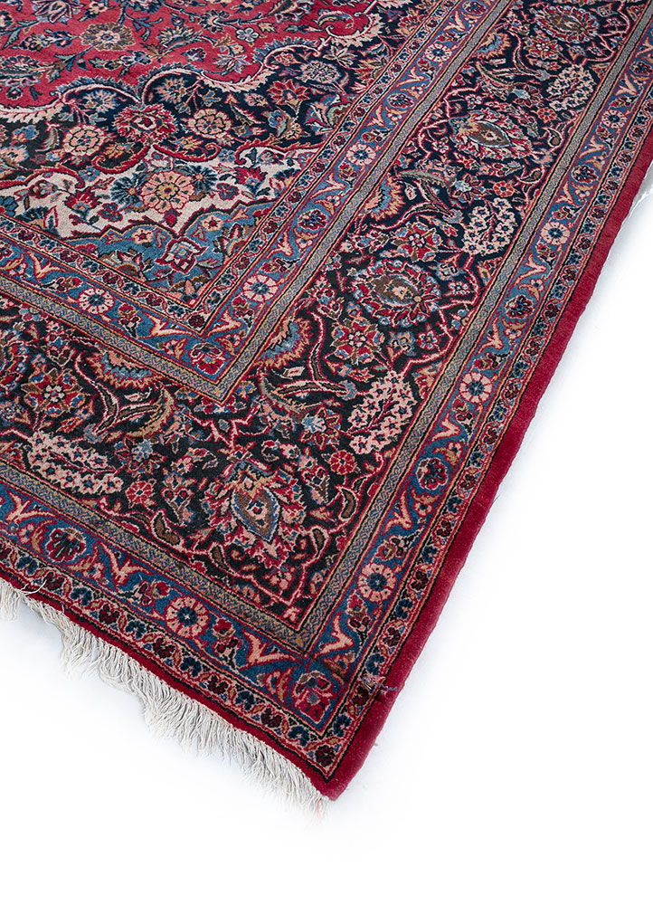 aalam red and orange wool hand knotted Rug - FloorShot