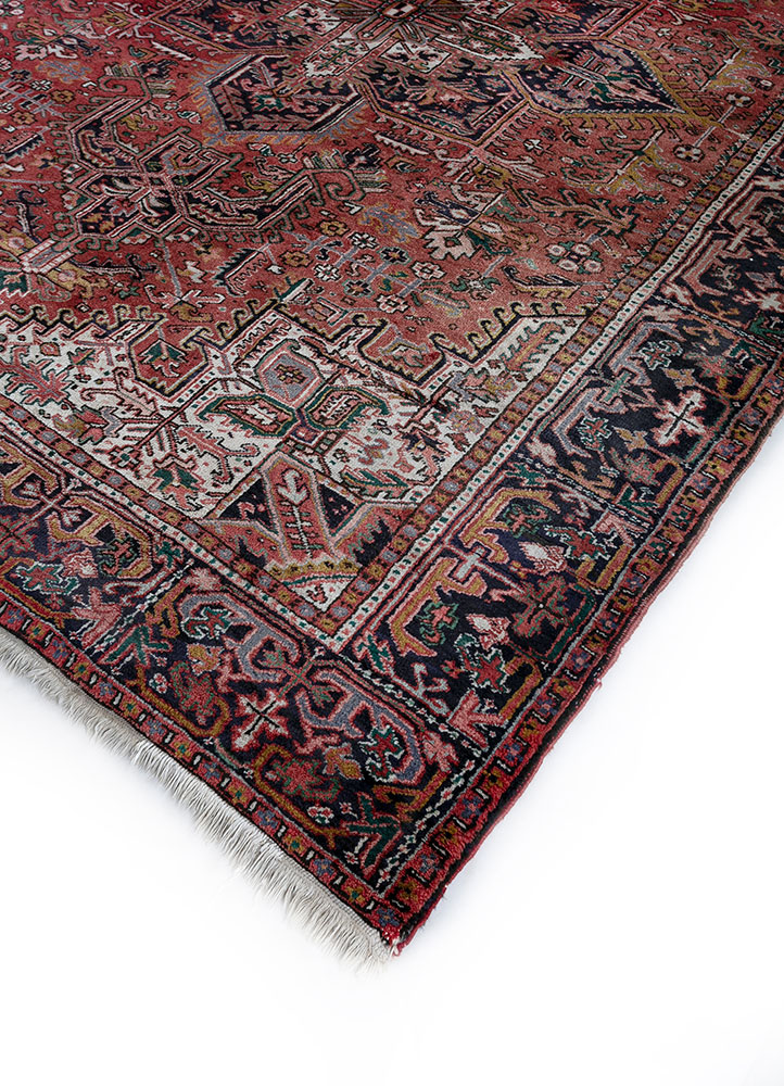 aalam red and orange wool hand knotted Rug - FloorShot