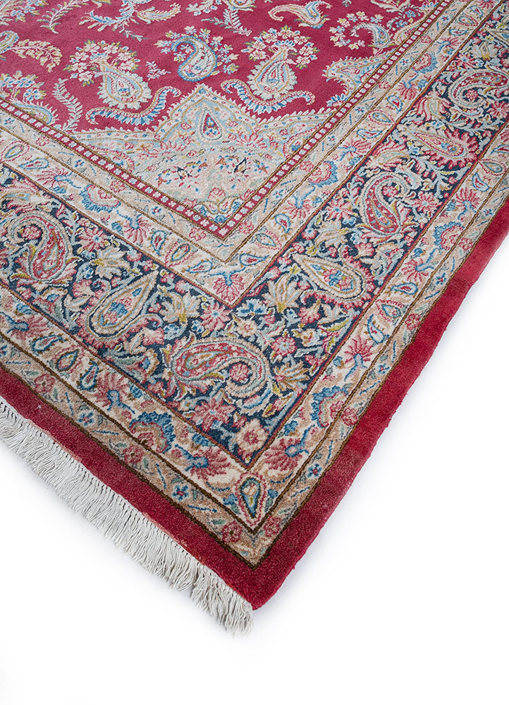 aalam red and orange wool hand knotted Rug - FloorShot