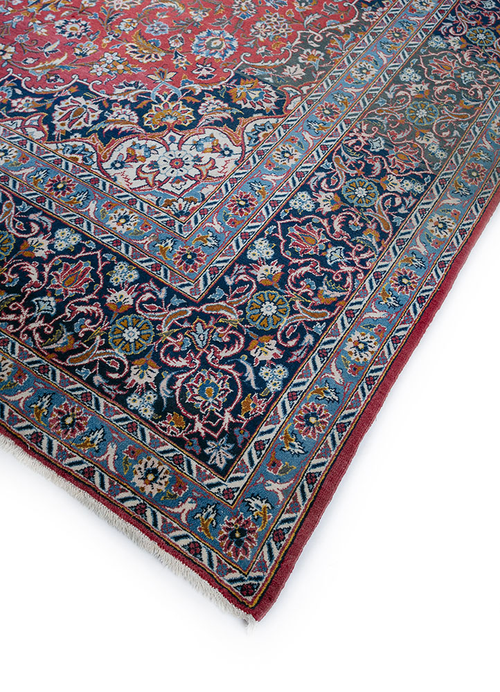 aalam red and orange wool hand knotted Rug - FloorShot