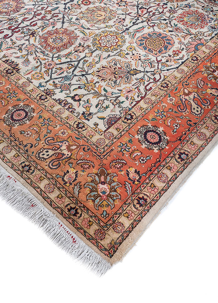 aalam beige and brown wool hand knotted Rug - FloorShot