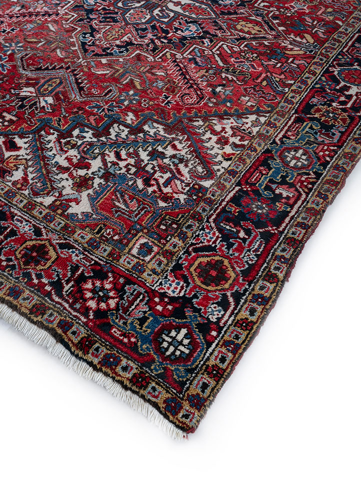 aalam red and orange wool hand knotted Rug - FloorShot