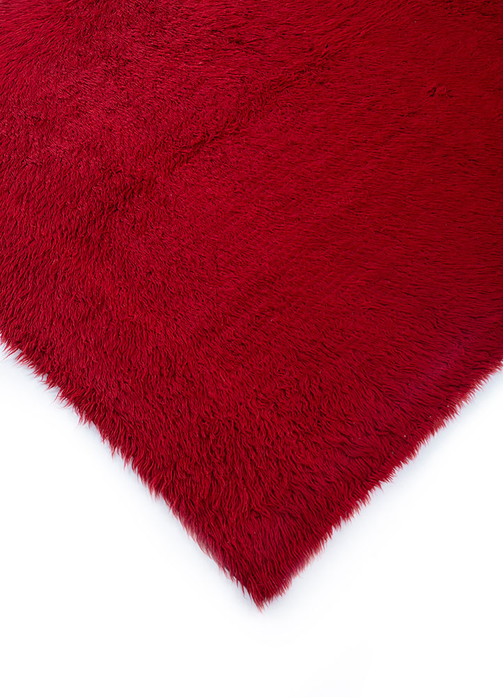 zuri red and orange wool hand knotted Rug - FloorShot