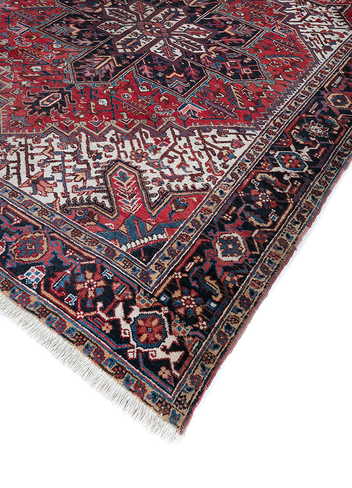 aalam red and orange wool hand knotted Rug - FloorShot