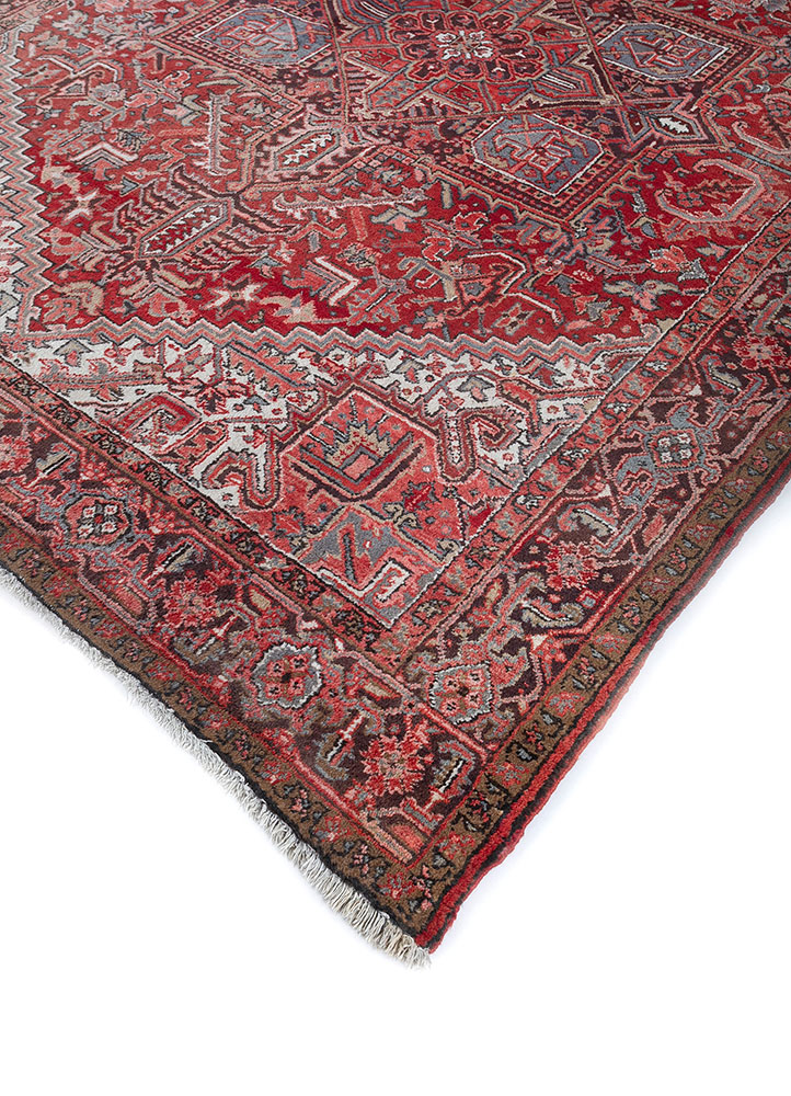 aalam red and orange wool hand knotted Rug - FloorShot