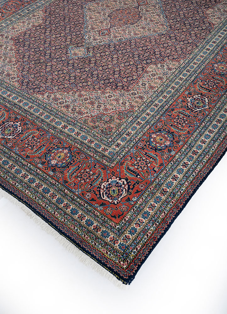 aalam red and orange wool hand knotted Rug - FloorShot
