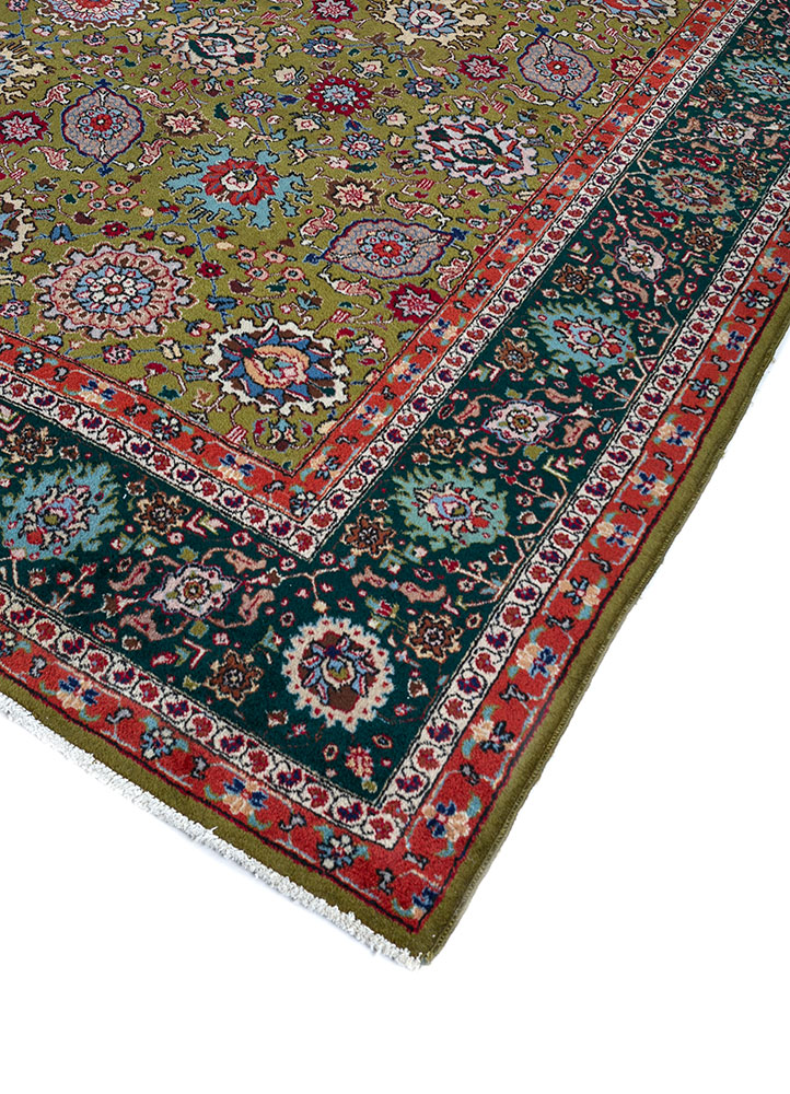 aalam green wool hand knotted Rug - FloorShot