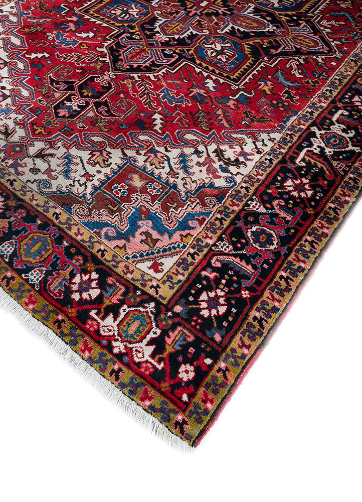aalam red and orange wool hand knotted Rug - FloorShot