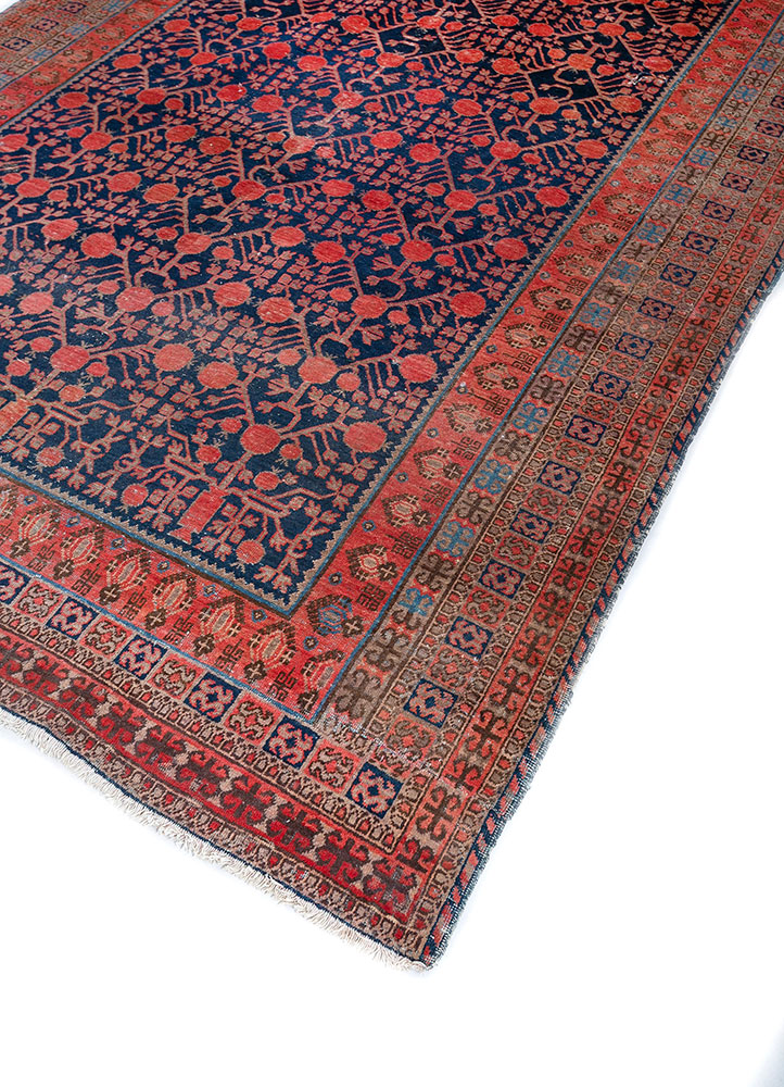 aalam pink and purple wool hand knotted Rug - FloorShot