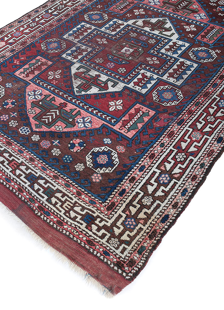 nuray red and orange wool hand knotted Rug - FloorShot