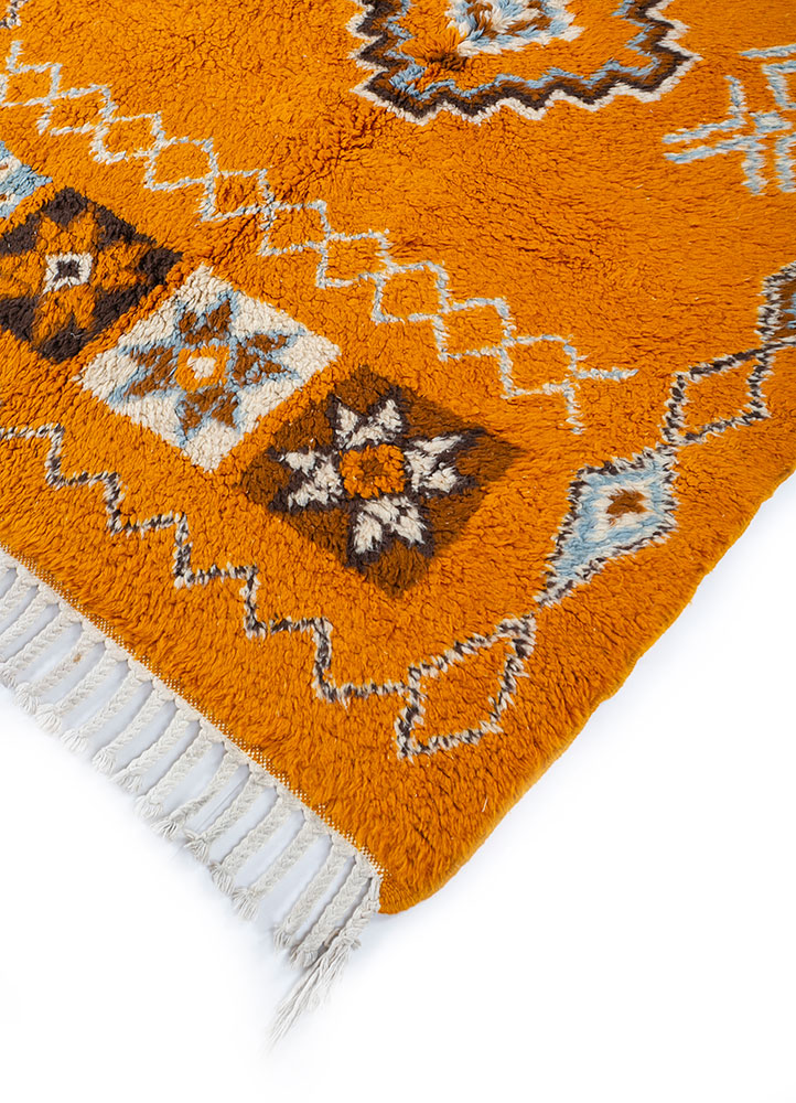 zuri red and orange wool hand knotted Rug - FloorShot